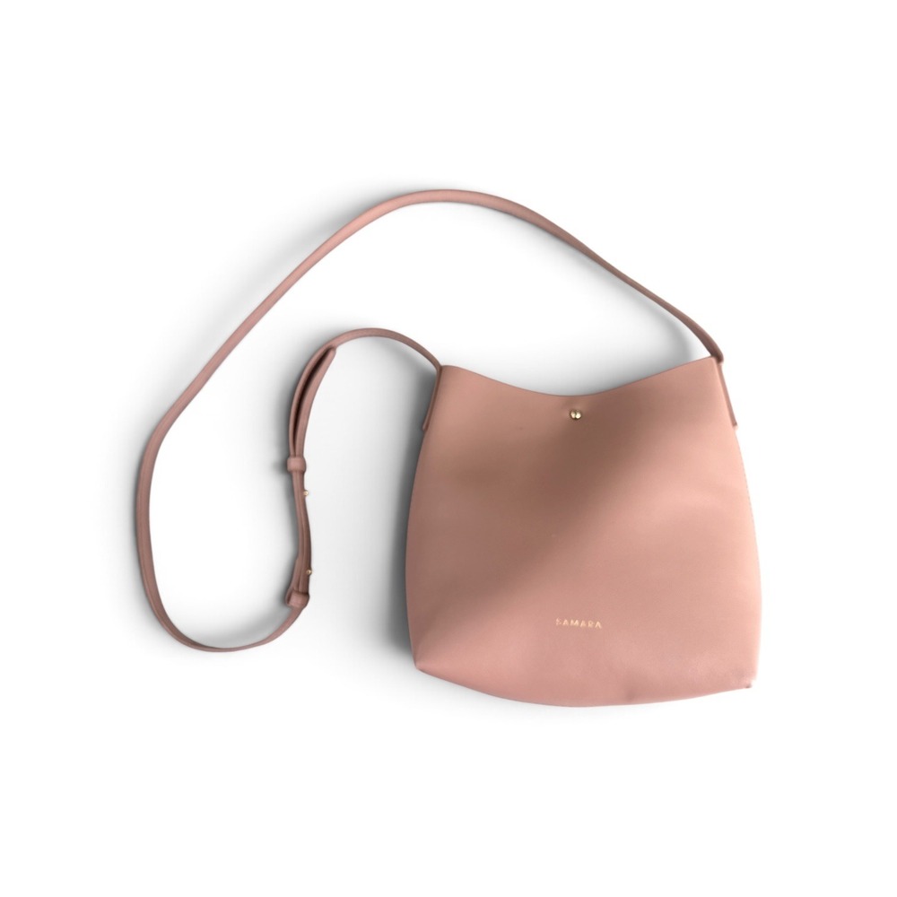 SAMARA Apple Leather Mini Tote Crossbody Bag Blush Pink Minimalist
